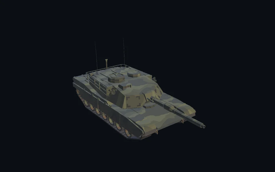 The camouflaged army tank used in the island assault.