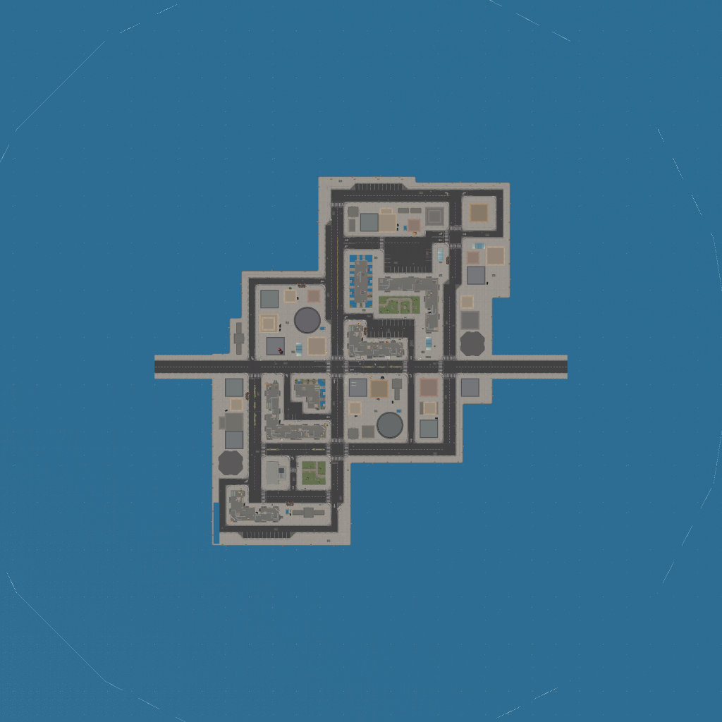 In-game world map of HavocTown City, showing its street grid and city blocks